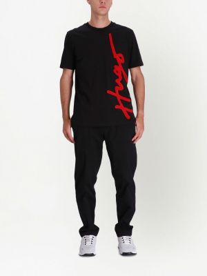 Oversize t-krekls ar izšuvumiem Hugo melns