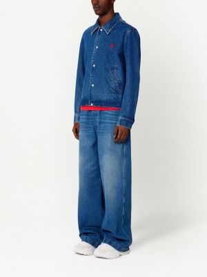 Haftowana koszula jeansowa Ami Paris niebieska