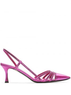 Полуотворени обувки с отворена пета с кристали N°21 розово
