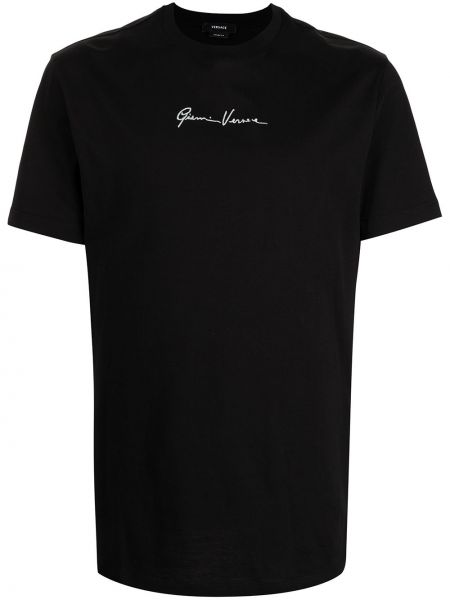 Camiseta con bordado Versace negro