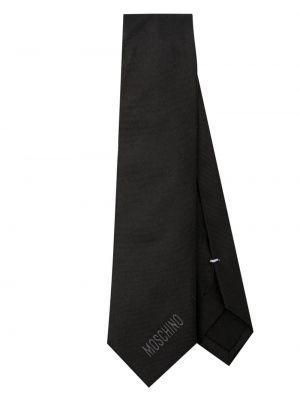 Hedvábná kravata se srdcovým vzorem Moschino černá
