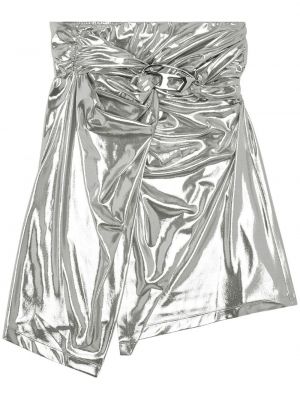Drapované midi sukně Diesel stříbrné