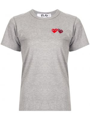Camiseta con bordado de cuello redondo Comme Des Garçons Play gris