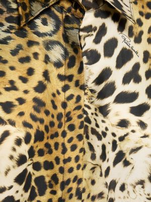 Chemise en soie à imprimé à imprimé léopard Roberto Cavalli