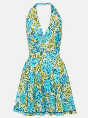 Mini robe en coton à fleurs Poupette St Barth bleu