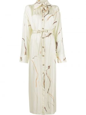 Klasické hedvábné šaty s knoflíky Nanushka - bílá
