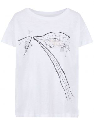 Памучна тениска с принт Armani Exchange бяло