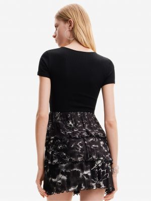 Květinové mini šaty Desigual černé