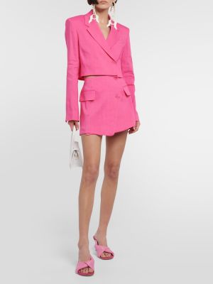 Lněné mini sukně Frame růžové
