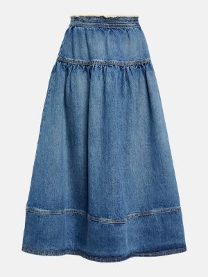 Bavlněné džínová sukně Ulla Johnson - modrá