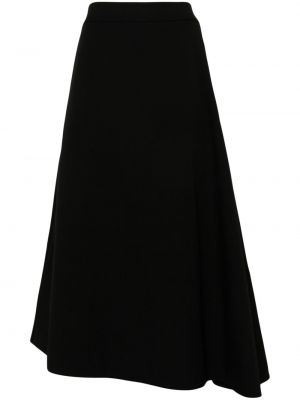Vlnená midi sukňa Jil Sander čierna