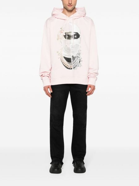 Kokvilnas kapučdžemperis ar apdruku Ih Nom Uh Nit rozā
