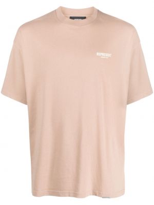 Kokvilnas t-krekls ar apdruku Represent brūns