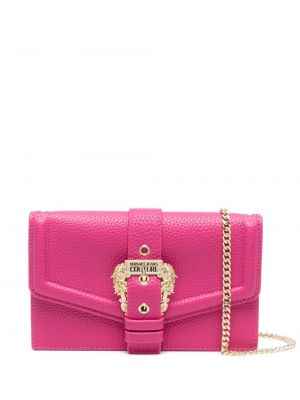 Leder schultertasche mit schnalle Versace Jeans Couture pink