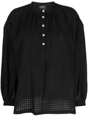 Карирана памучна блуза A.p.c. черно