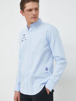 Памучна риза La Martina синьо
