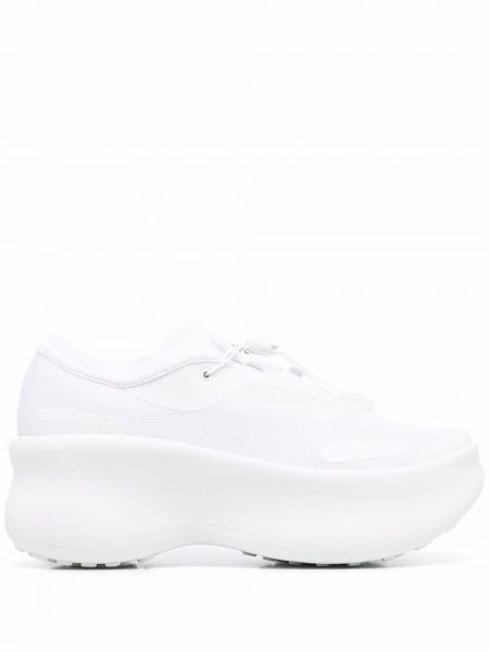 Sneakerși cu șireturi oversize din dantelă Comme Des Garçons alb
