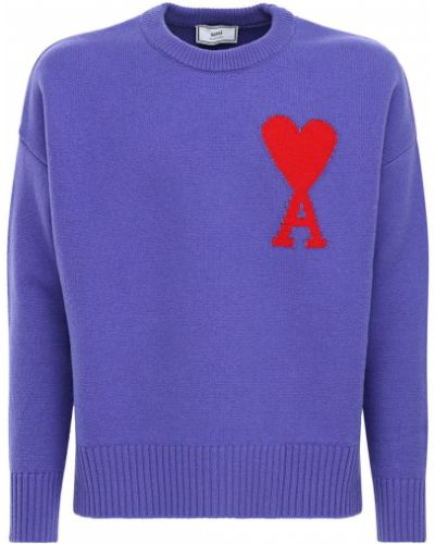 Sweter wełniany Ami Alexandre Mattiussi - Fioletowy