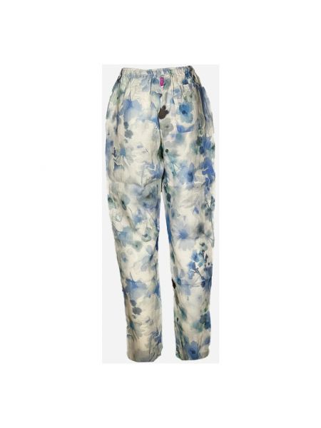Pantalones rectos de lino de flores Deha azul