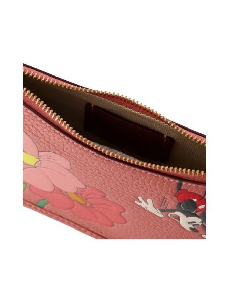Bolsa de hombro de cuero Coach rosa