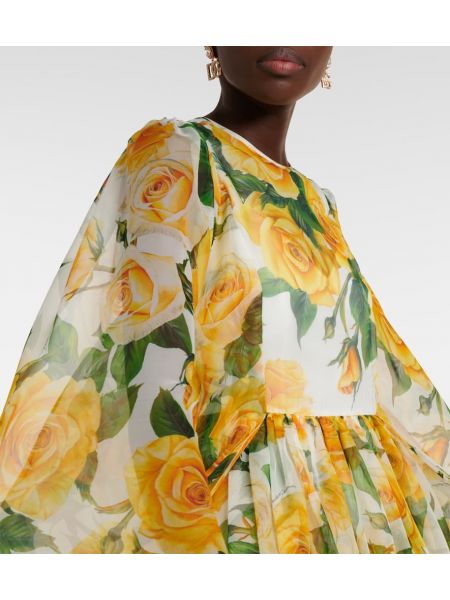 Jedwabna sukienka szyfonowa w kwiatki Dolce&gabbana