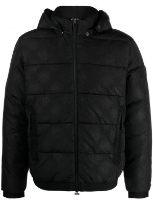 Péřová bunda na zip s kapucí Ea7 Emporio Armani černá