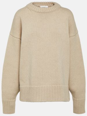 Sweter wełniany z kaszmiru The Row beżowy