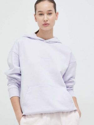 Pamučna hoodie s kapuljačom New Balance ljubičasta