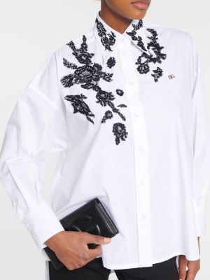 Bombažna srajca s čipko Dolce&gabbana bela