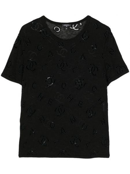 T-shirt brodé Chanel Pre-owned noir