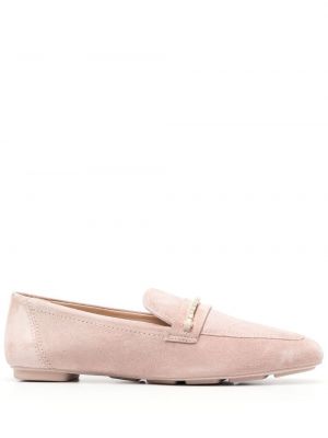 Pantofi loafer din piele de căprioară de cristal Stuart Weitzman roz