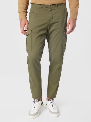 Pantaloni cargo cu buzunare Selected Homme verde
