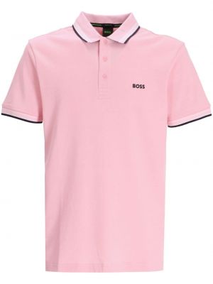 Памучна поло тениска Boss розово