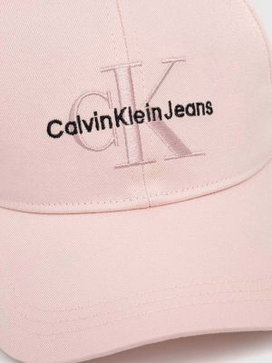 Czapka z daszkiem bawełniana Calvin Klein Jeans różowa