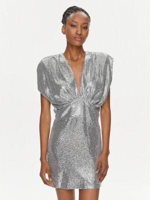 Koktejlové šaty Rinascimento stříbrné