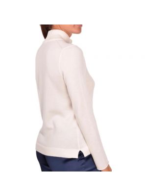 Jersey cuello alto de cachemir de tela jersey con estampado de cachemira Paolo Fiorillo Capri blanco