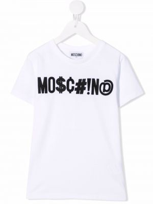 Rund hals t-shirt for piger Moschino Kids hvid