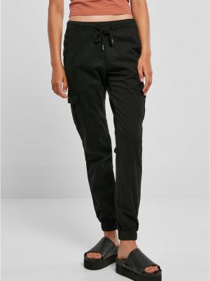 Pantaloni cu buzunare cu talie înaltă Urban Classics negru