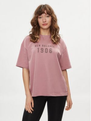 Oversized tričko New Balance růžové
