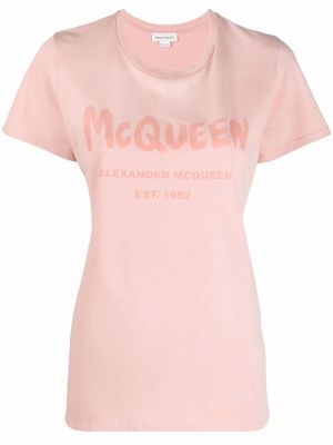 Camiseta con estampado Alexander Mcqueen rosa