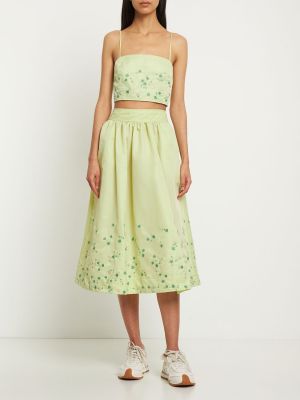 Midi sukně z nylonu Ganni zelené
