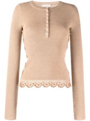 Vlnený sveter z merina Ulla Johnson hnedá