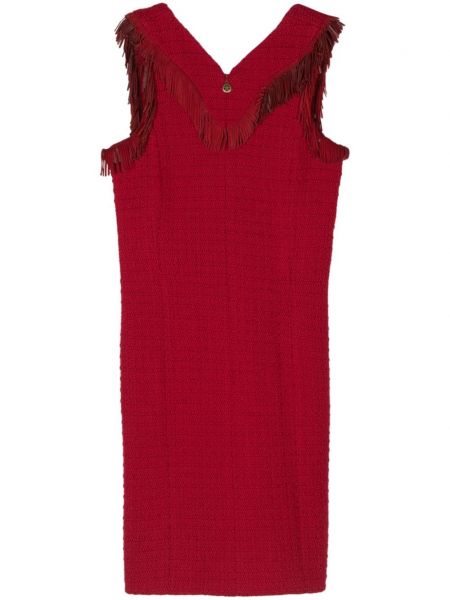 Tvídové vlněné šaty Chanel Pre-owned červené