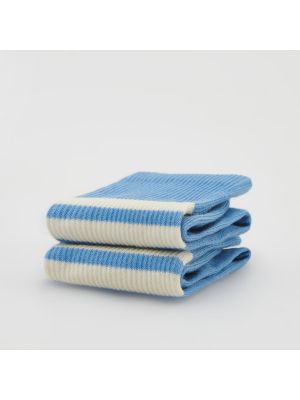 Reserved - Bawełniane skarpety z kontrastowymi paskami - Niebieski