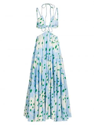 Макси-платье с цветочным принтом и вырезами на бретелях Monse синий
