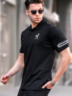 Polo krekls ar rāvējslēdzēju Madmext melns