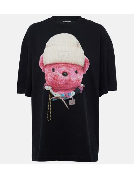 Džerzej bavlnené tričko s potlačou Acne Studios čierna