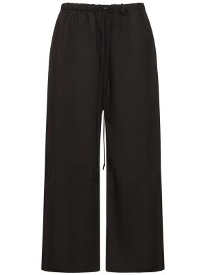 Βαμβακερό παντελόνι σε φαρδιά γραμμή Yohji Yamamoto μαύρο