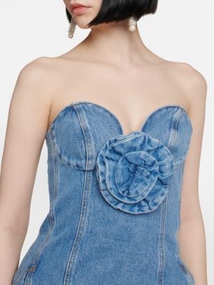 Kvetinové džínsové šaty Magda Butrym modrá