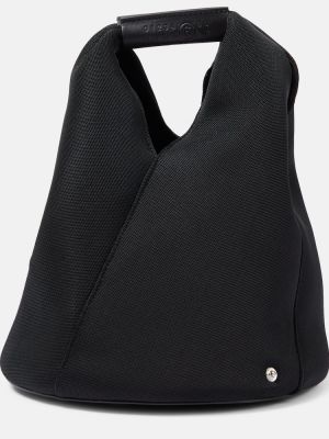 Kožená nákupná taška so sieťovinou Mm6 Maison Margiela čierna